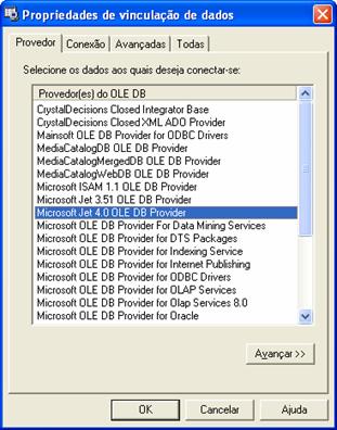 Figura 2 - Configurando a StringConnection - lista de provedores